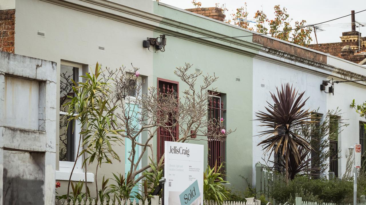 Sold signage on a terrace in the suburb of Fitzroy in Melbourne