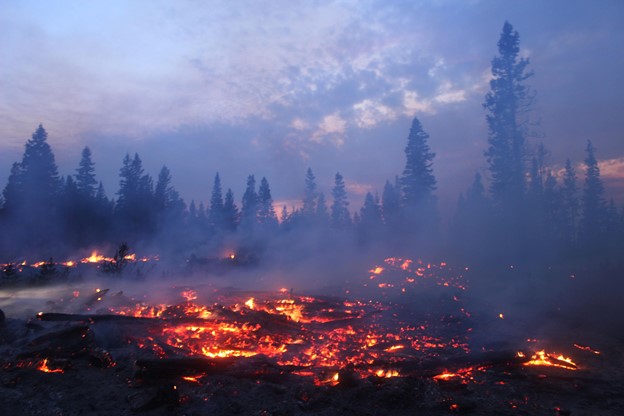 The Bootleg Fire in southern Oregon in 2021 burned more than 435,000 acres, including a quarter of the Klamath East forest carbon project. (Photo by U.S. Forest Service/Flickr)