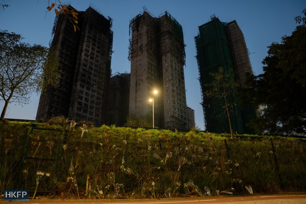 Wang Fuk Court residential buildings after the fire. Photo: Kyle Lam/HKFP.