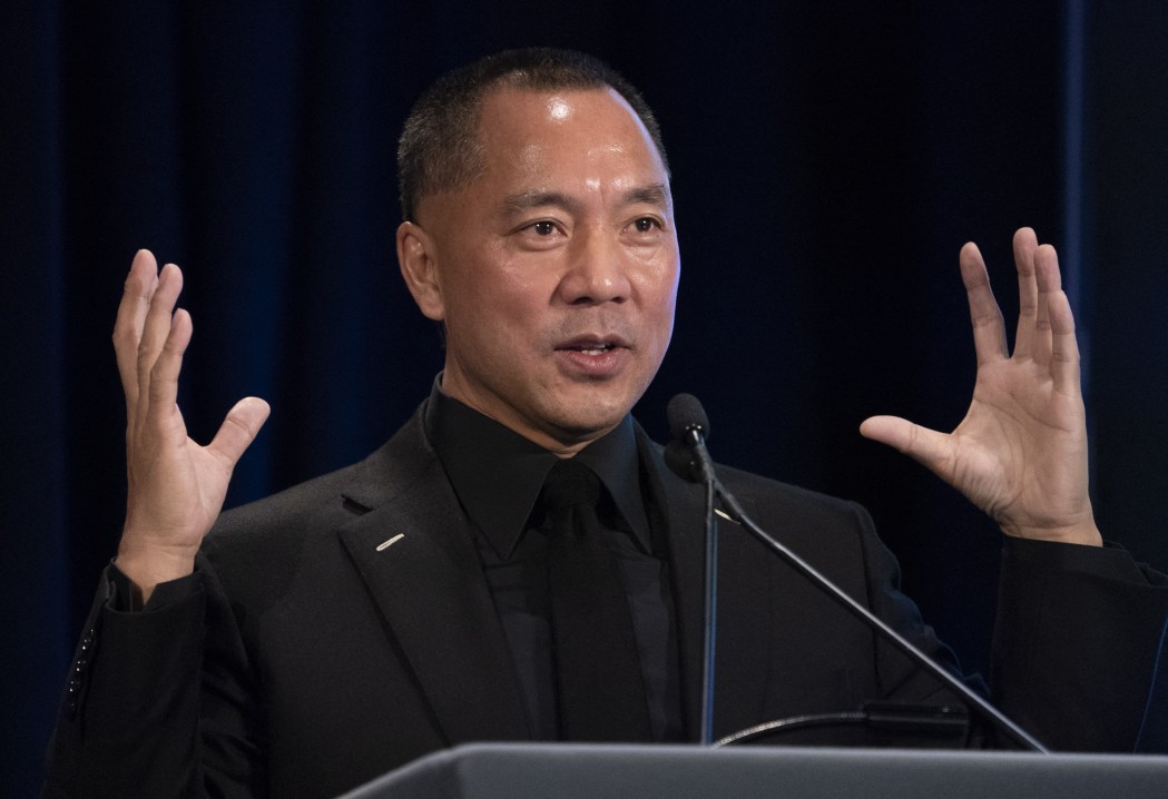 Fugitive Chinese billionaire Guo Wengui hold a news conference on November 20, 2018 in New York, on the death of of tycoon Wang Jian in France on July 3, 2018. Photo: Don Emmert/AFP.