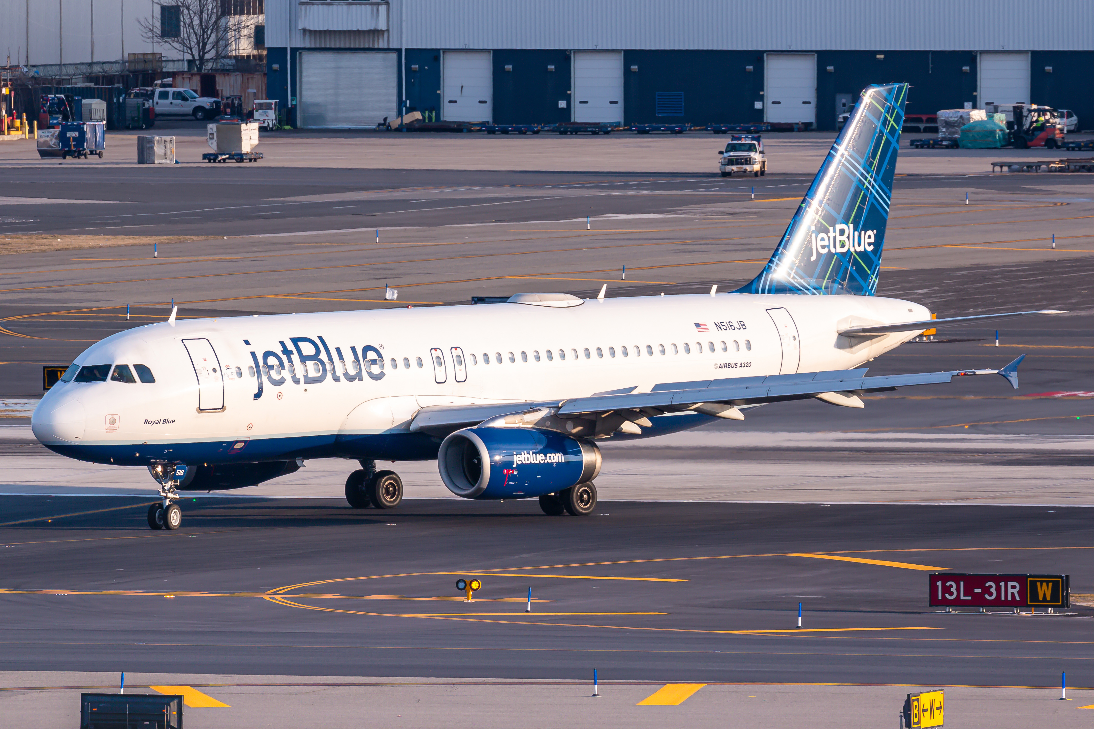 JetBlue Airbus A320-200 airplane at New York John F. Kennedy airport.