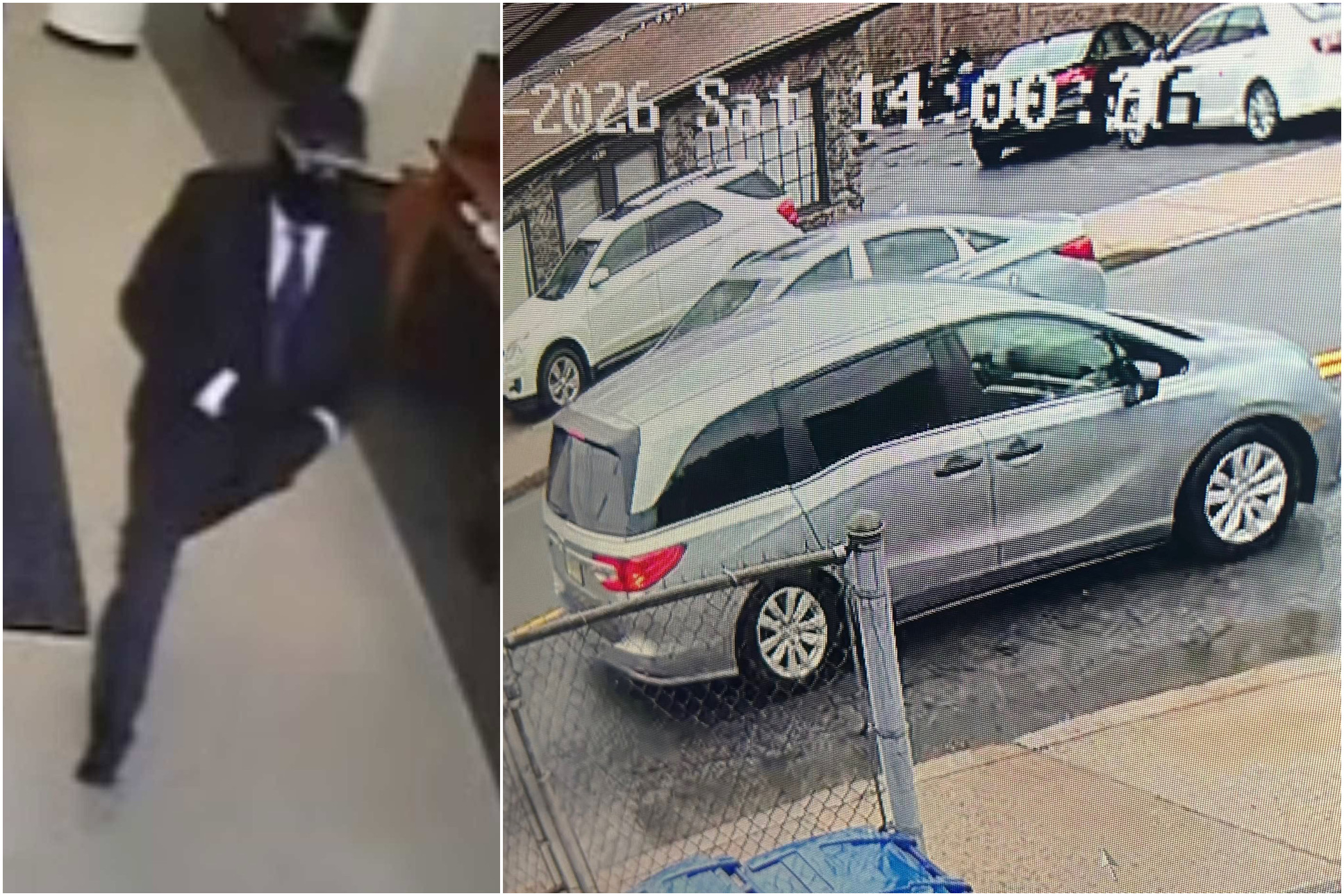 Surveillance images released show the suspected bank robber inside a Chase branch in Boonton, New Jersey, and the gray or silver Honda Odyssey investigators say was used as the getaway vehicle.