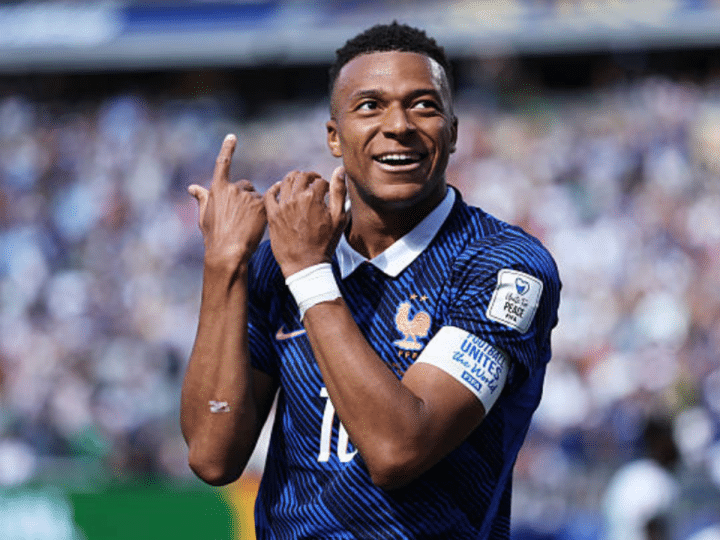 kylian mbappe celebrates at the world cup