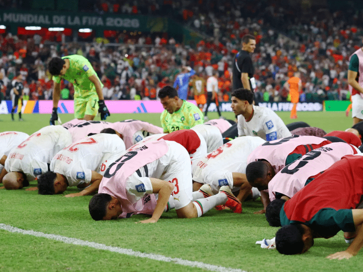 Morocco fall in sujood, after becoming first African team to beat the Netherlands in the World Cup