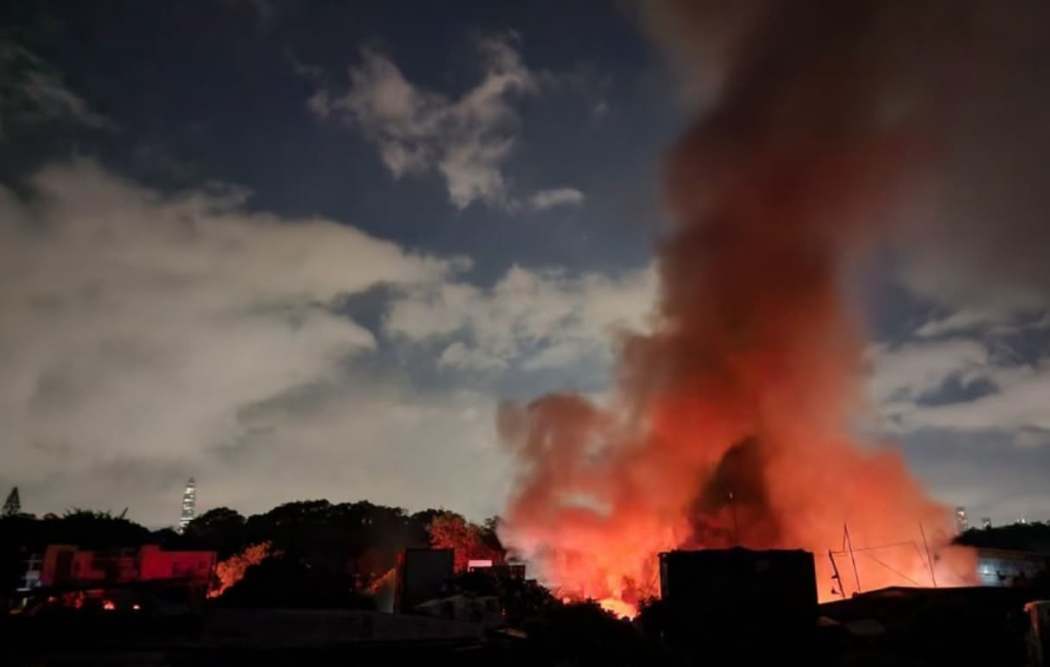 A warehouse fire broke out in San Tin in the early hours of June 23, 2026. Photo: NTACL, via Facebook.