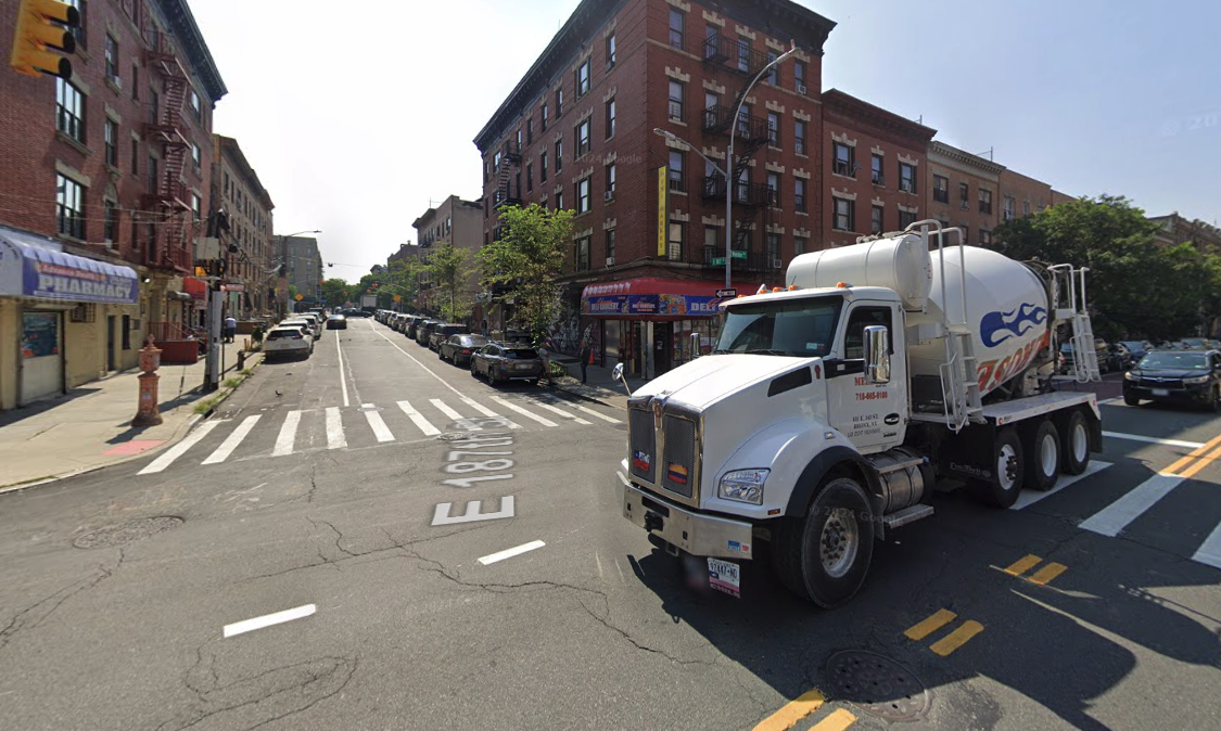 Google street view of the intersection of East 187th Street and Webster Avenue in Fordham Heights, where the attack occurred.