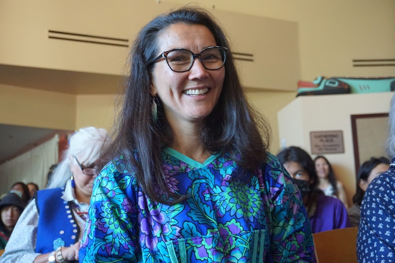 Mary Peltola at a July 28, 2022 ceremony at the Alaska Native Heritage Center. (Photo by Yereth Rosen/Alaska Beacon)