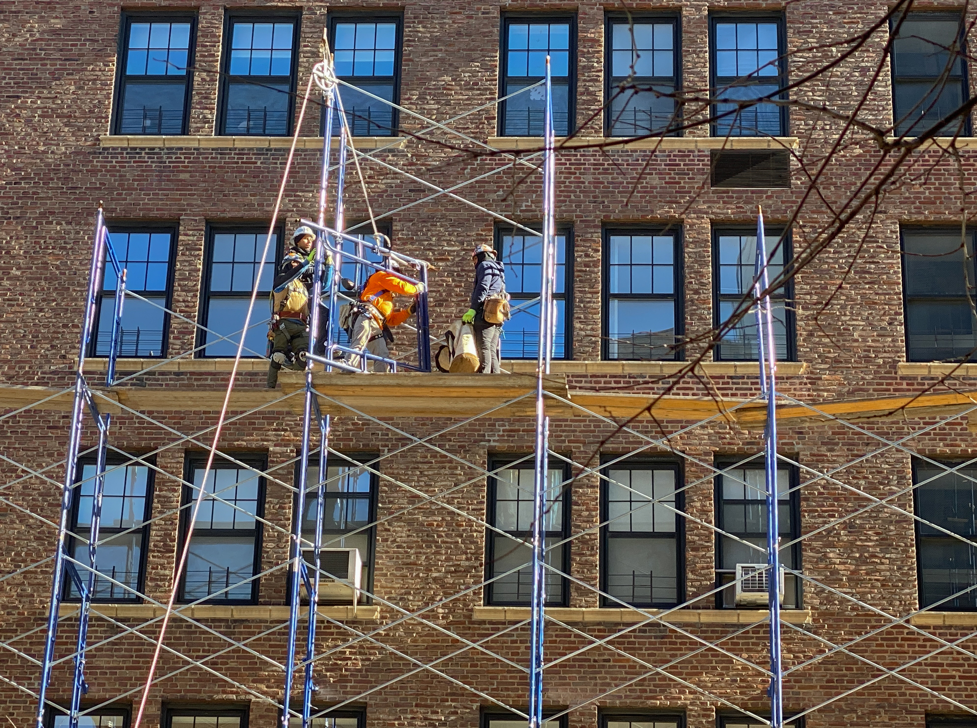 scaffolding outside an apartment building