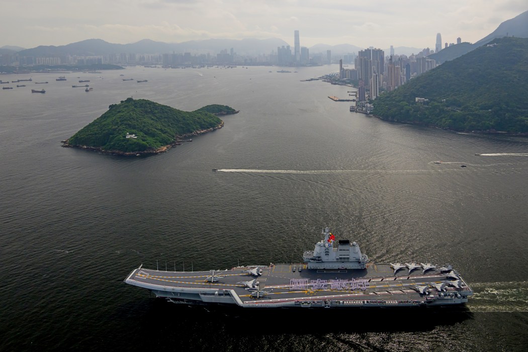 Chinese aircraft carrier Shandong arrives at Hong Kong in the morning of July 3, 2025. Photo: GovHK.