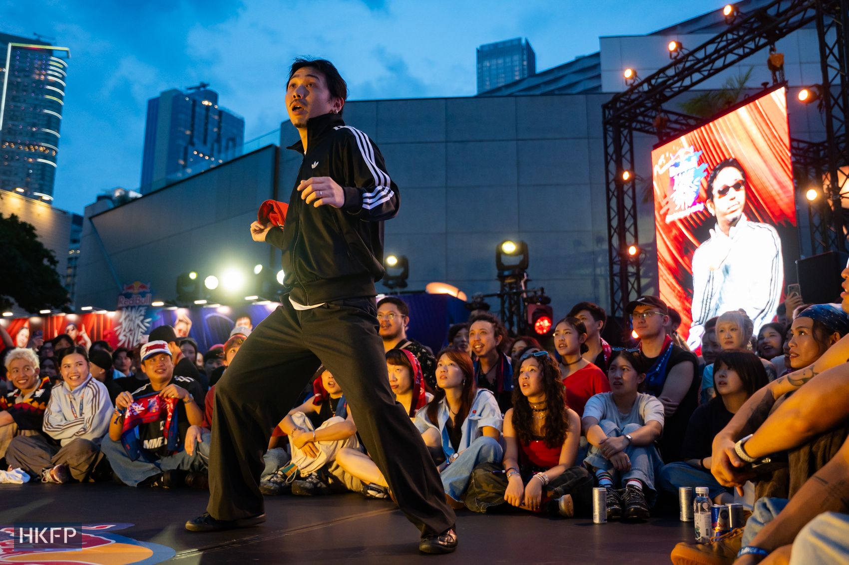 Bobby performs on stage during Red Bull Dance Your Style competition in Tsim Sha Tsui, July 19th, 2026. Photo: Kyle Lam/HKFP.