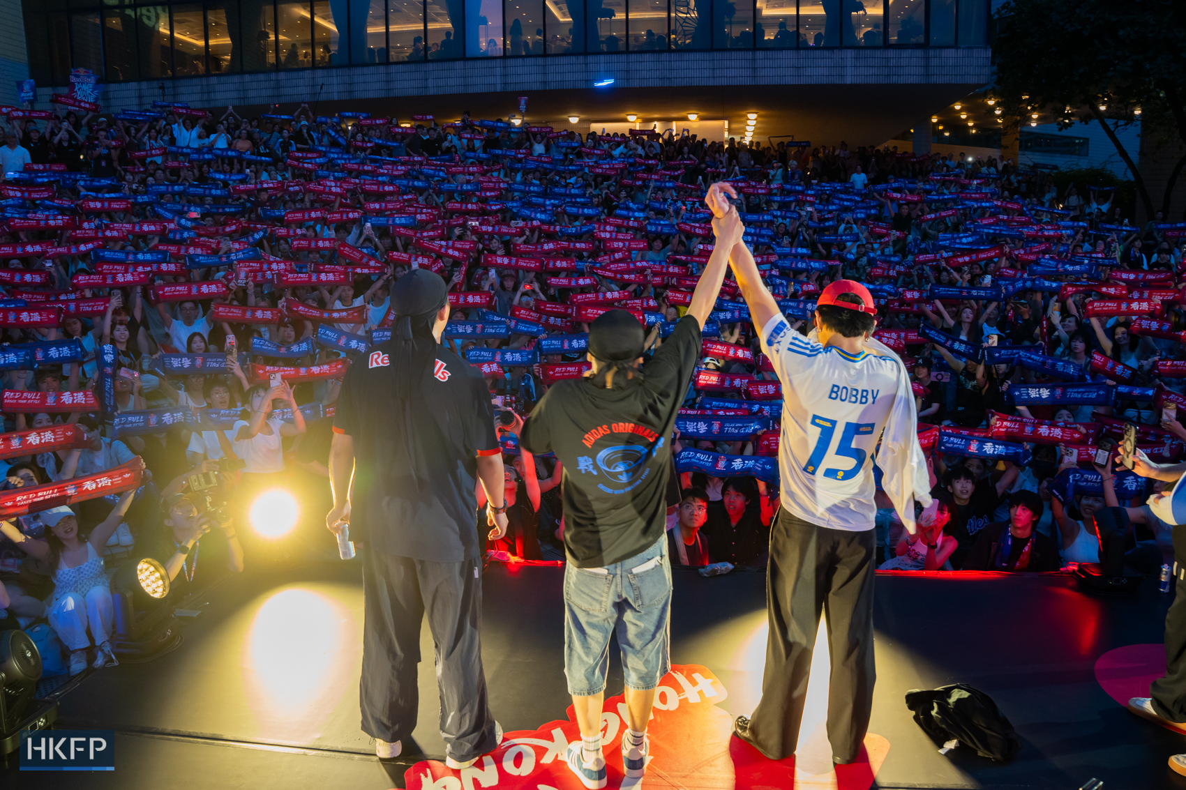 Bobby wins the final battle during Red Bull Dance Your Style competition in Tsim Sha Tsui, July 19th, 2026. Photo: Kyle Lam/HKFP.