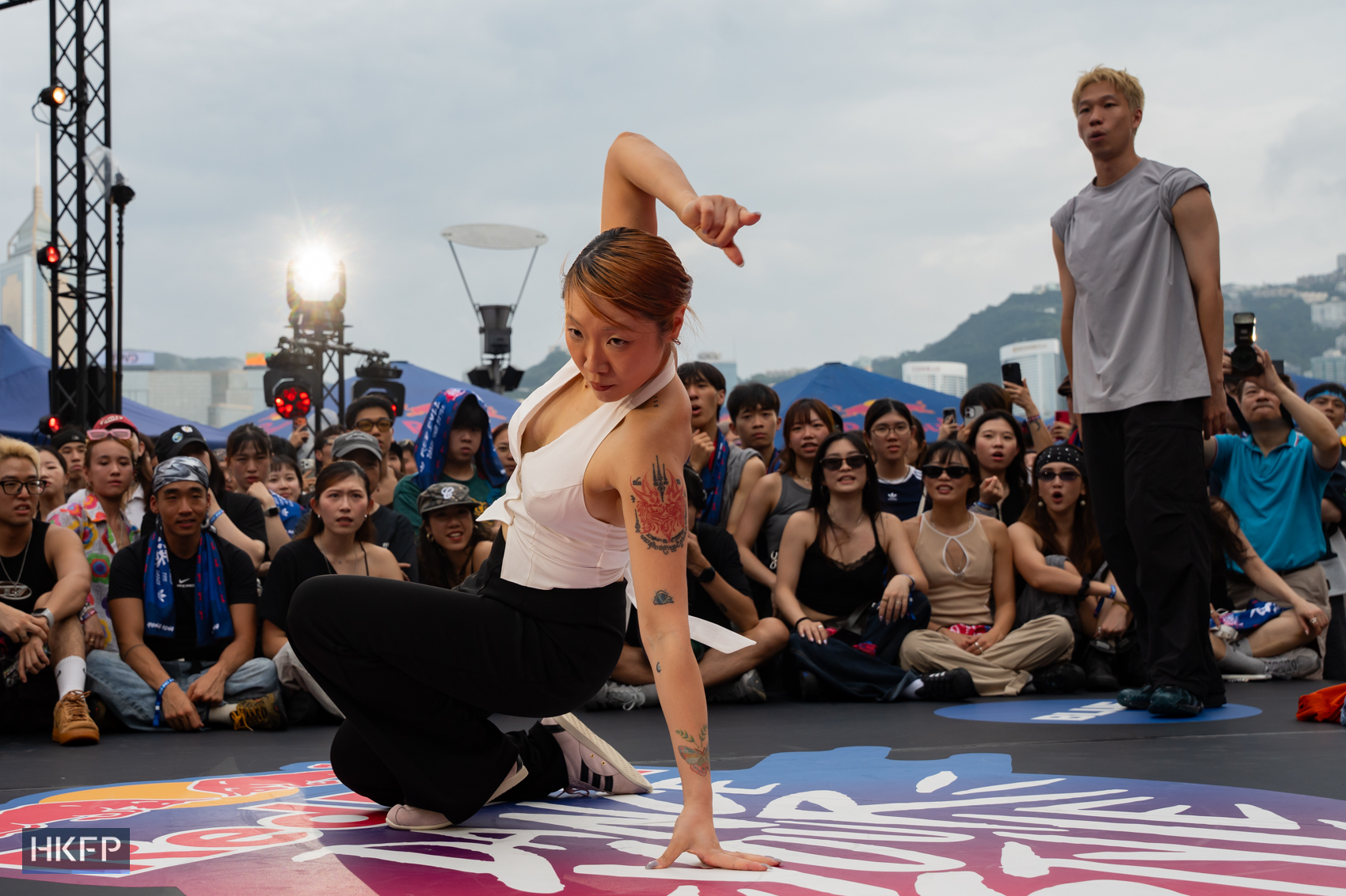 Siu Sa performs on stage during Red Bull Dance Your Style competition in Tsim Sha Tsui, July 19th, 2026. Photo: Kyle Lam/HKFP.