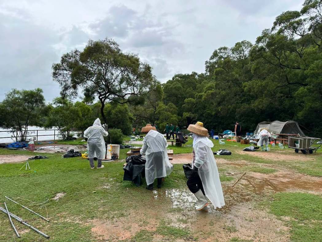 Agriculture, Fisheries and Conservation Department (AFCD) personnel clear tents and other belongings from the Wan Tsai South Campsite in Sai Kung West Country Park in July 2026. Photo: Agriculture, Fisheries and Conservation Department, via Facebook.