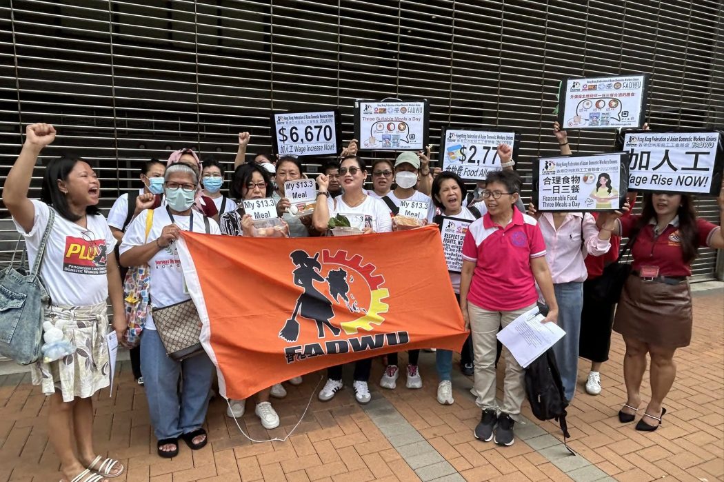 The FADWU urges Hong Kong authorities to raise minimal wage for migrant domestic workers to HK$6,670 on July 5, 2026. Photo: FADWU, via Facebook.