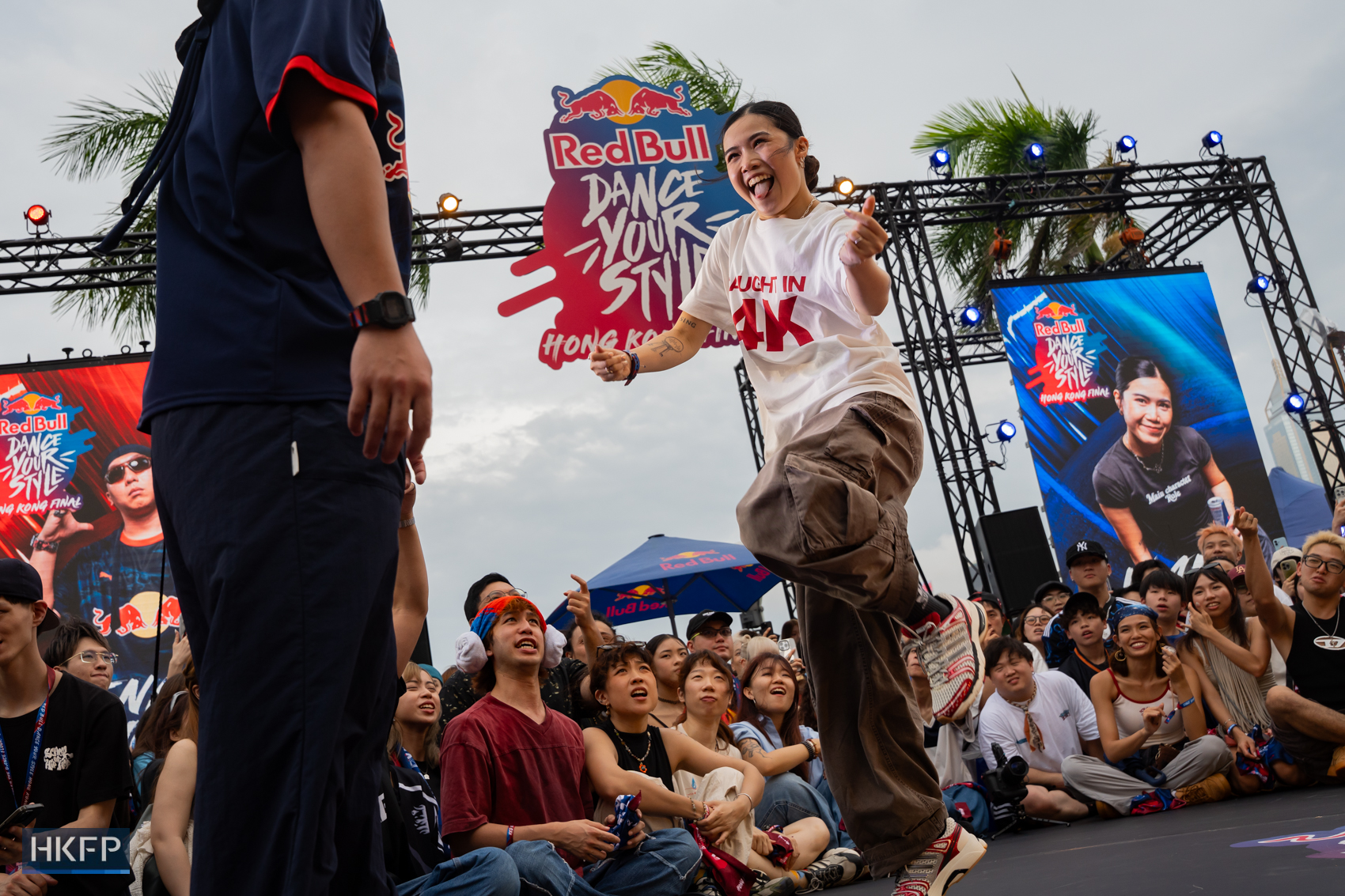 Wan J performs on stage during Red Bull Dance Your Style competition in Tsim Sha Tsui, July 19th, 2026. Photo: Kyle Lam/HKFP.