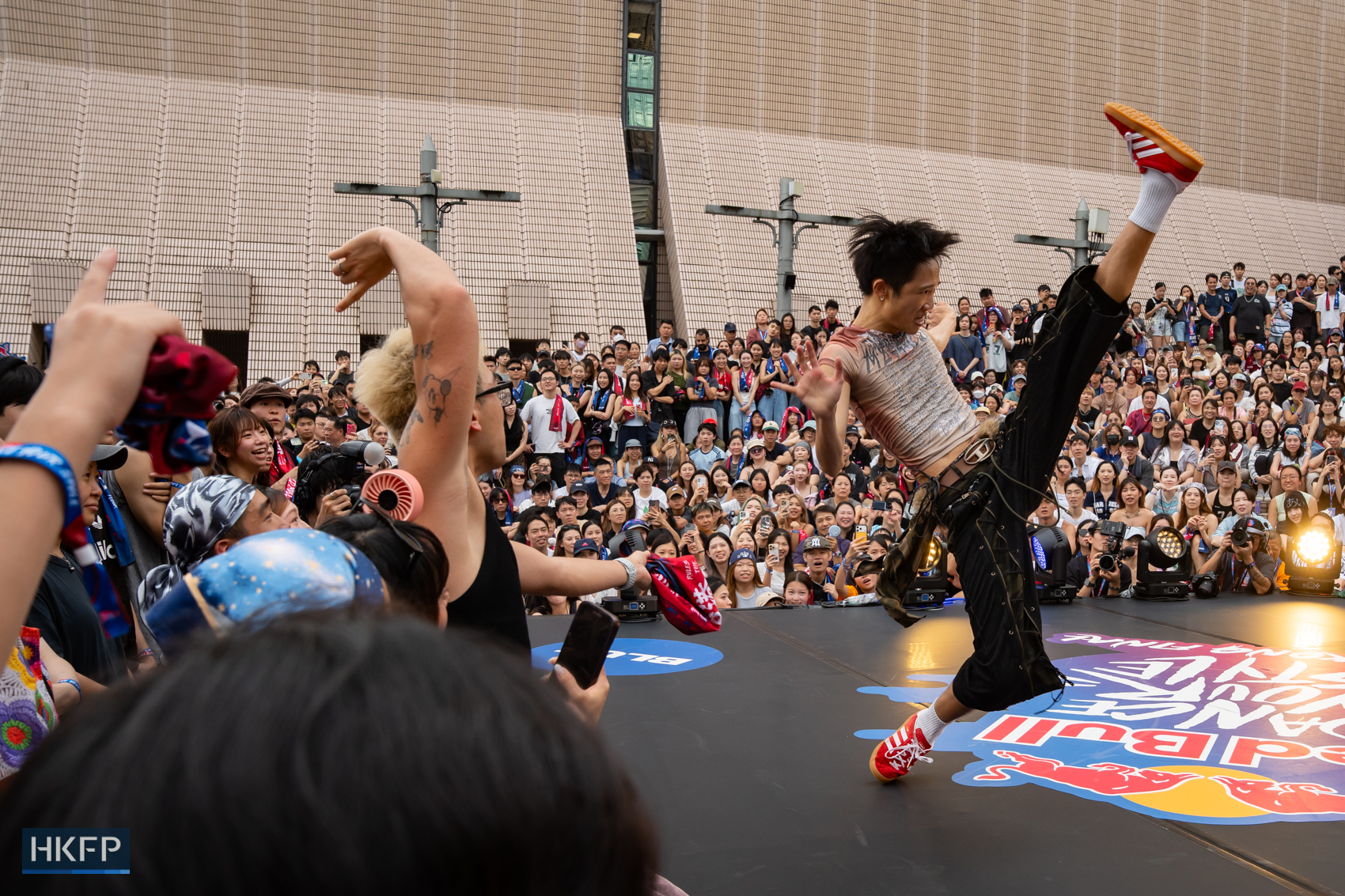 Billy performs on stage during Red Bull Dance Your Style competition in Tsim Sha Tsui, July 19th, 2026. Photo: Kyle Lam/HKFP.