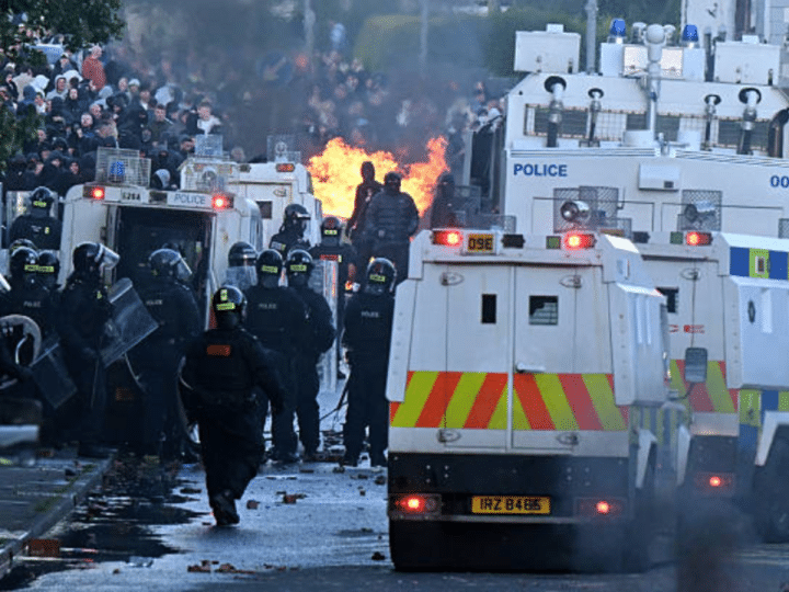 Racist rioters, Belfast