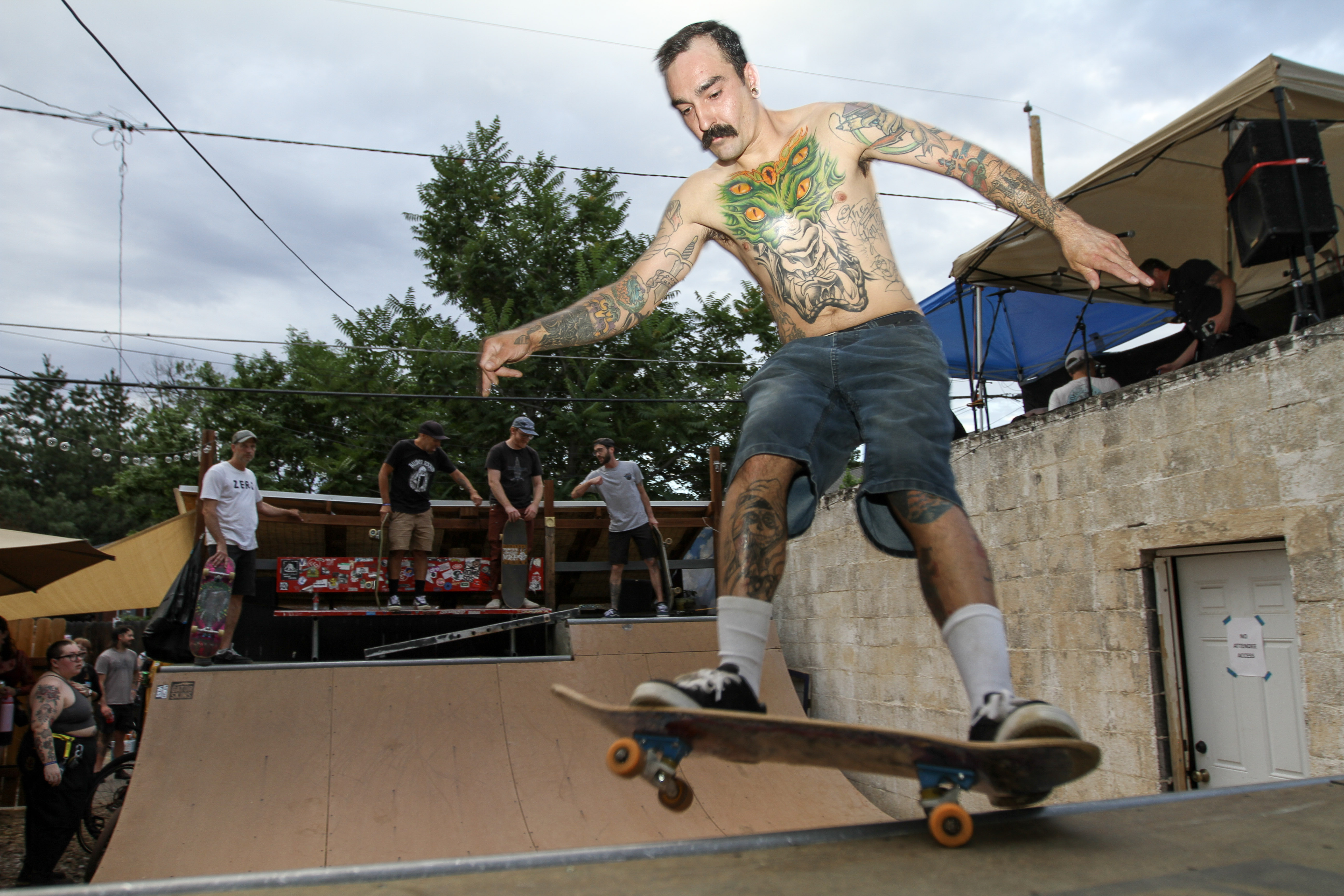 Skaters in a backyard halfpipe before the Colfax Speed Queen house show at 8 p.m. on Sunday, July 26.