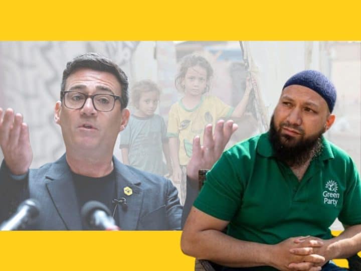 Andy Burnham of Labour and Mothin Ali of the Green Party