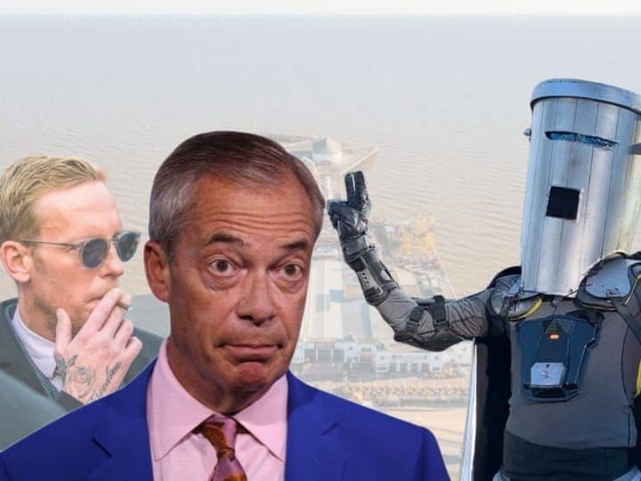 Nigel Farage, Laurence Fox, and Count Binface