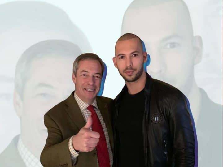 Nigel Farage of Reform UK and Andrew Tate