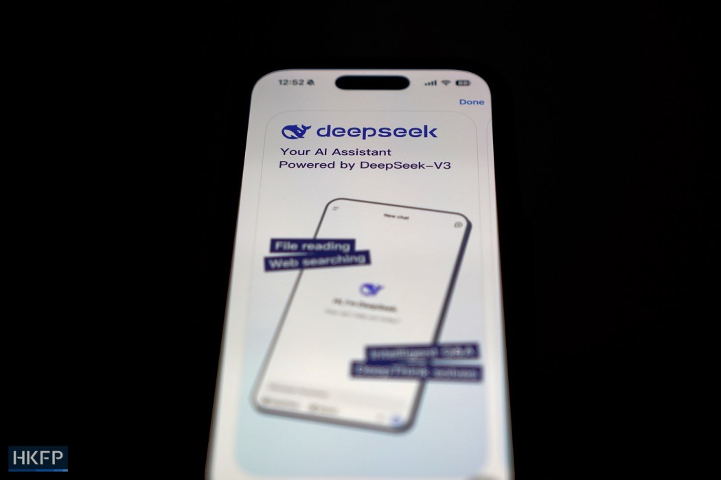 Chinese startup DeepSeek's AI assistant. File photo: Kelly Ho/HKFP.