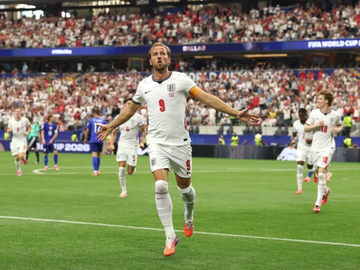 Harry Kane celebrates a goal at World Cup 2026