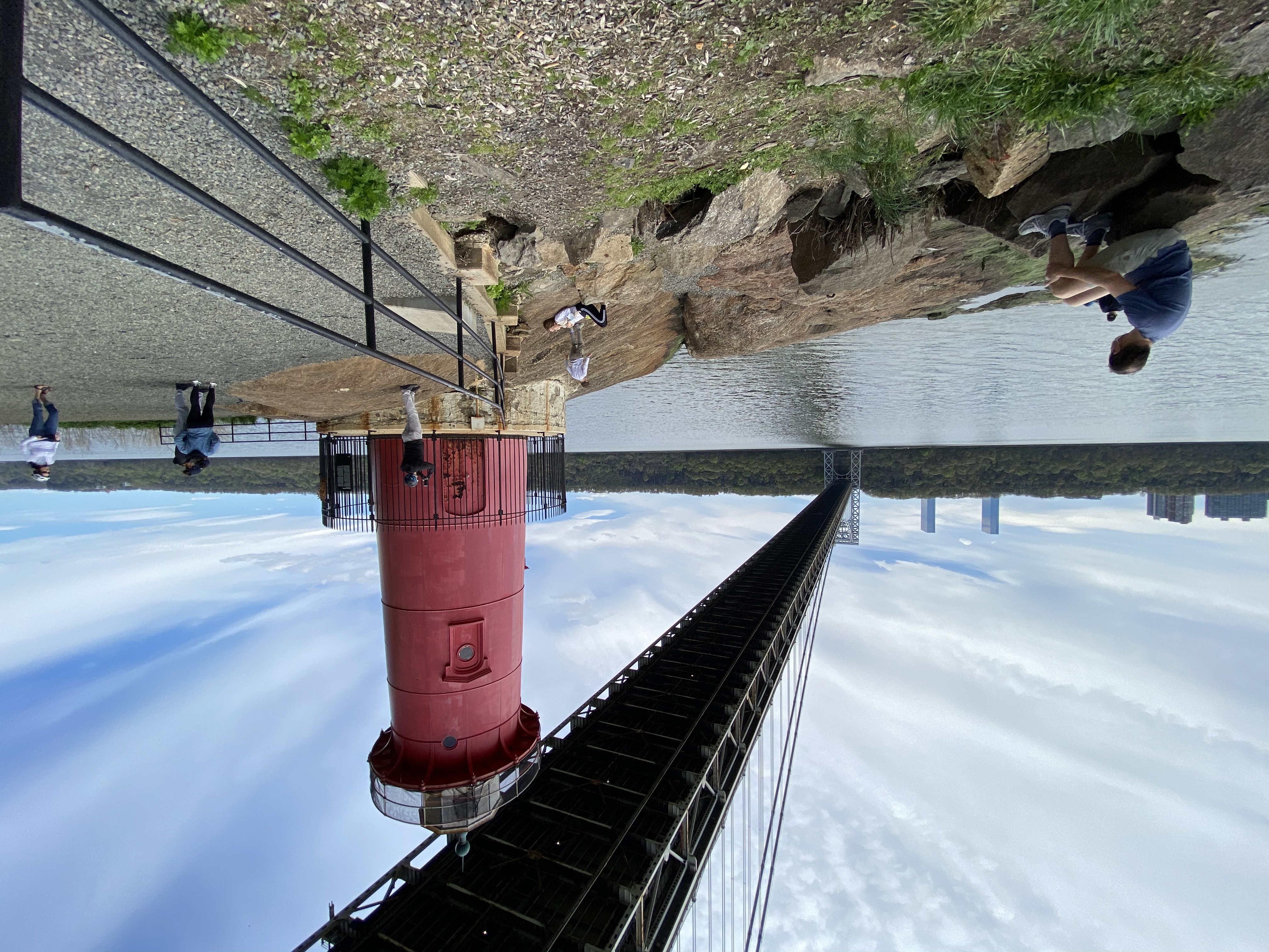 People visit the Little Red Lighthouse at Fort Washington Park in 2020.