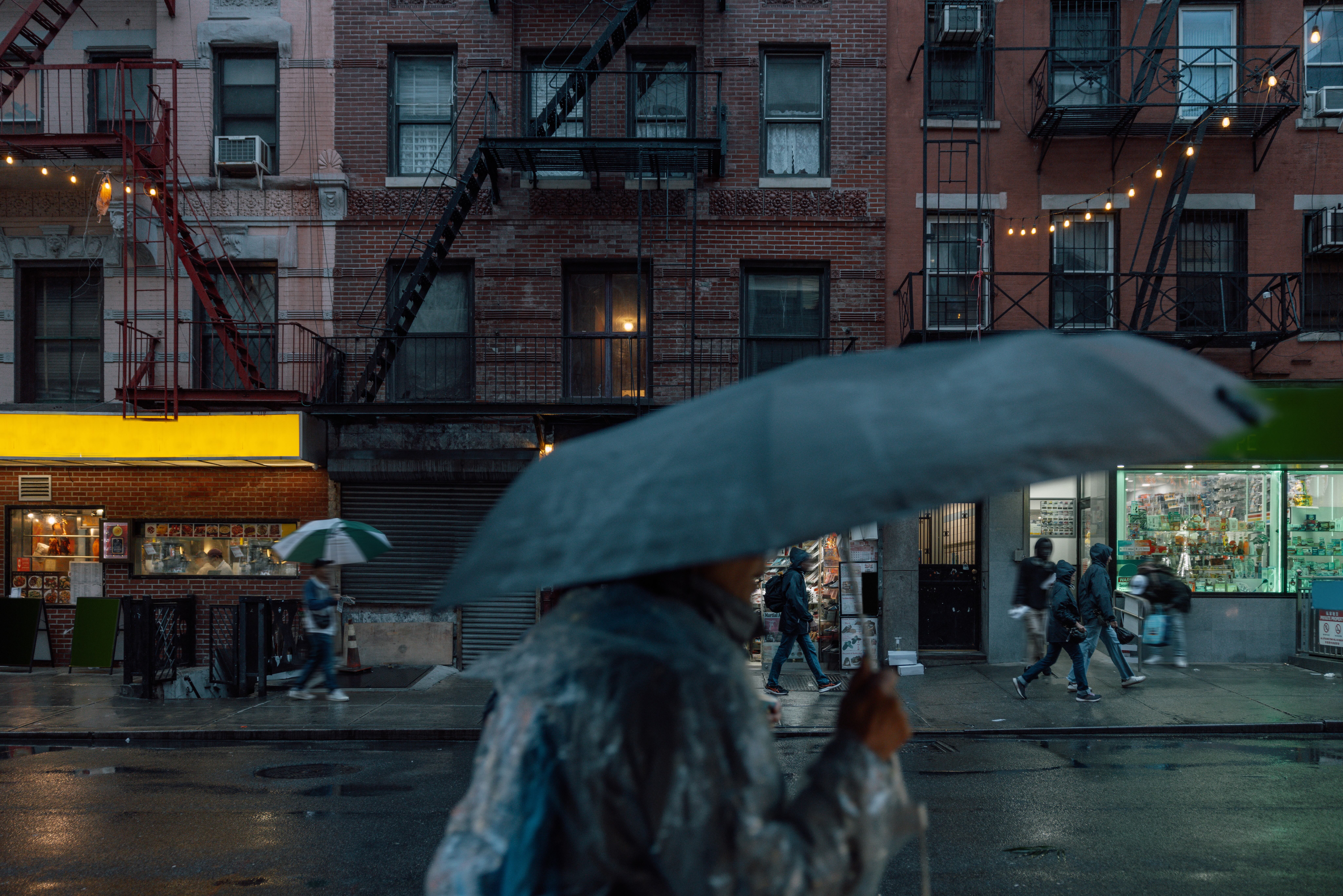 Blurred people in New York City.