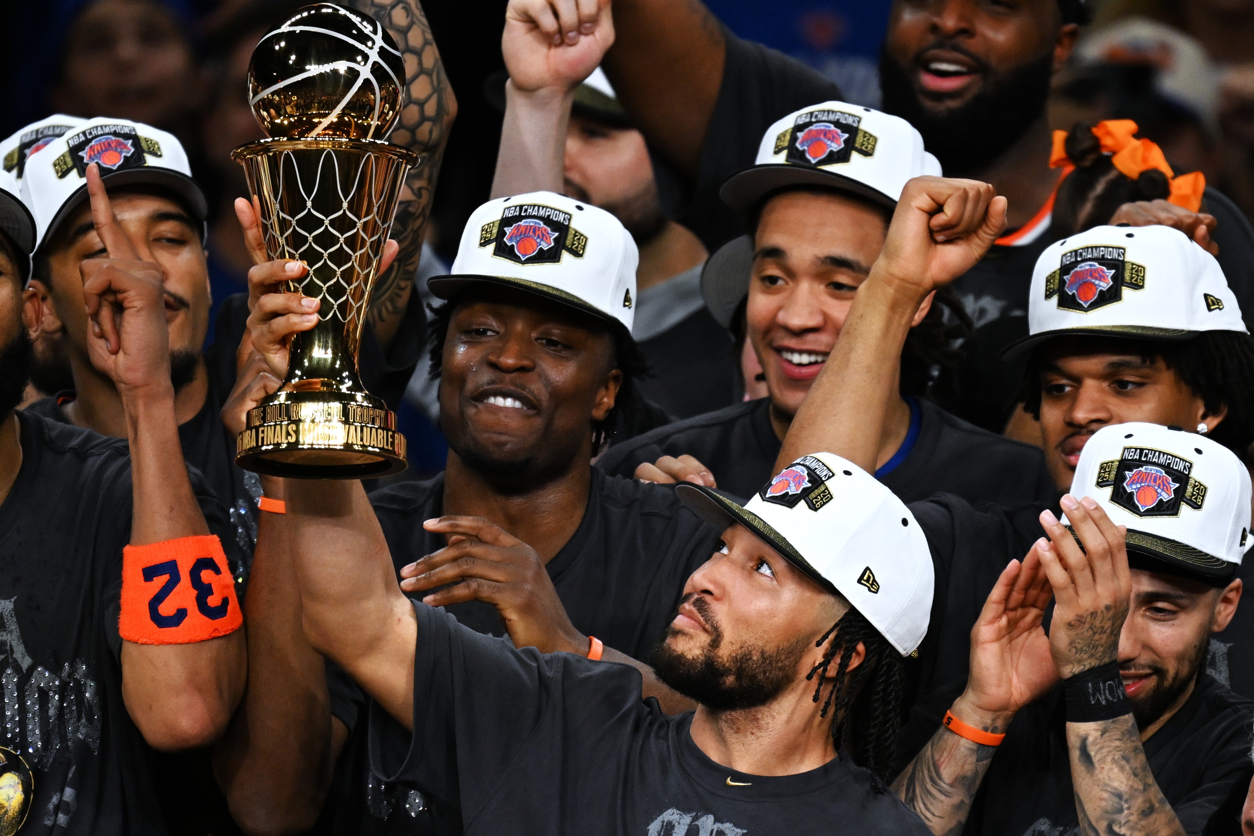 Knicks and Jalen Brunson celebrate NBA Finals win