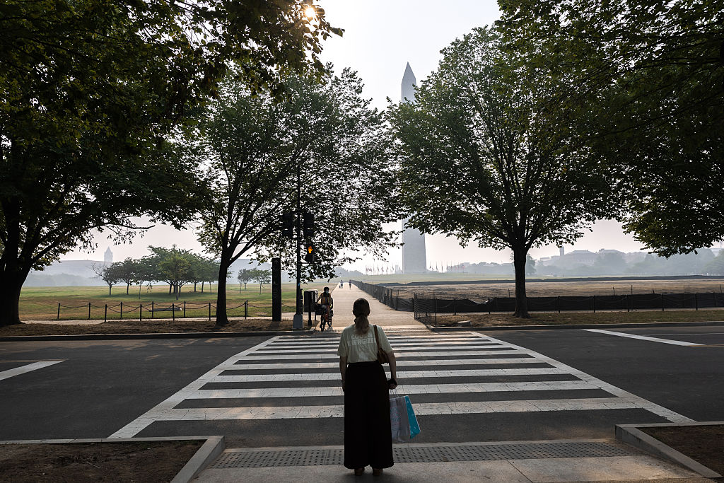 Wildfire smoke caused unhealthy levels of air pollution across Washington, D.C., in mid-July as fires raged across Ontario, Canada. A new study examining years between 2003 and 2019 found that the primary pollutant affecting pregnancies was wildfire smoke. (Photo by Finn Gomez/Getty Images)