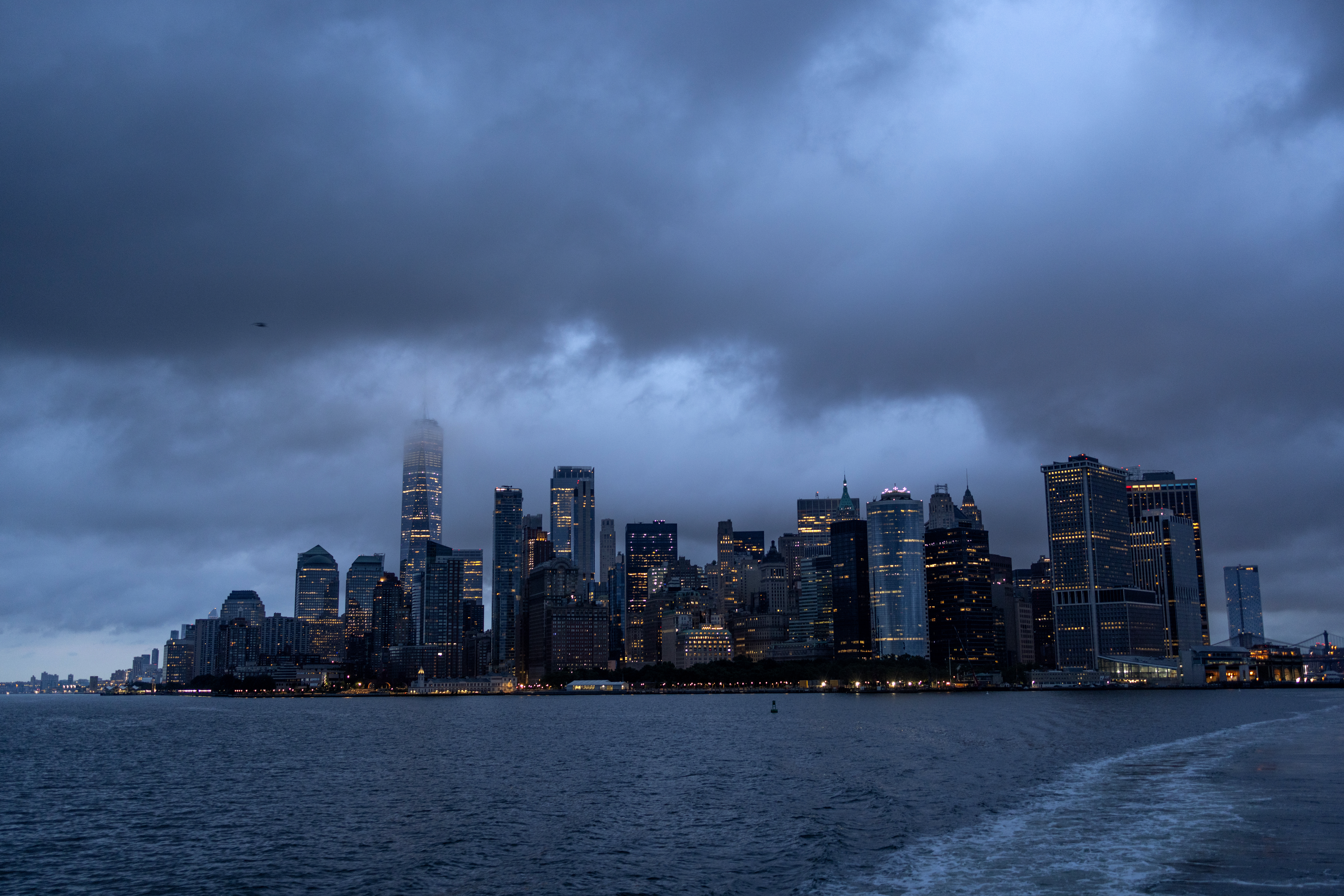Landscape views of the Manhattan skyline.