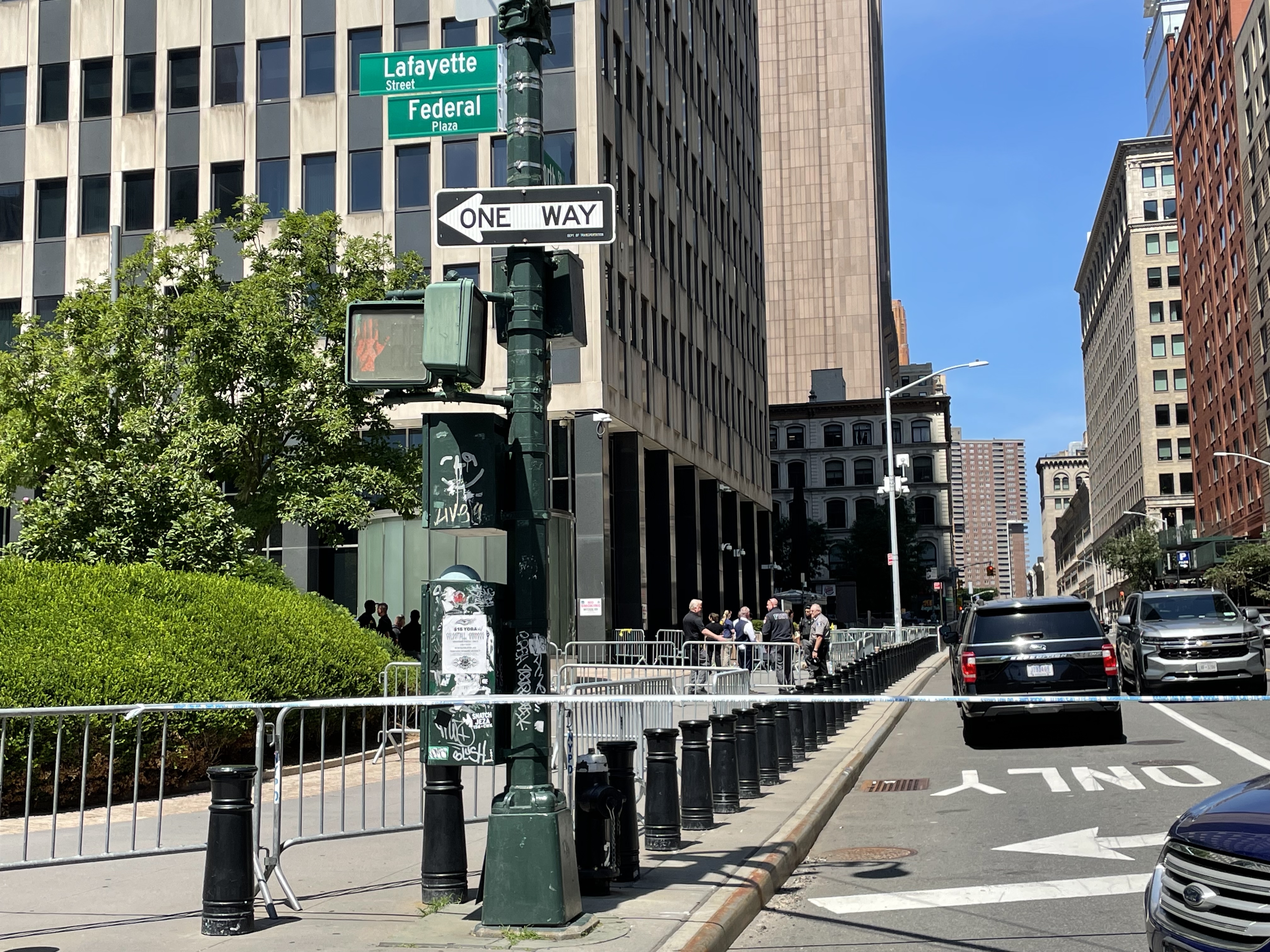 The scene outside 26 Federal Plaza after the incident.