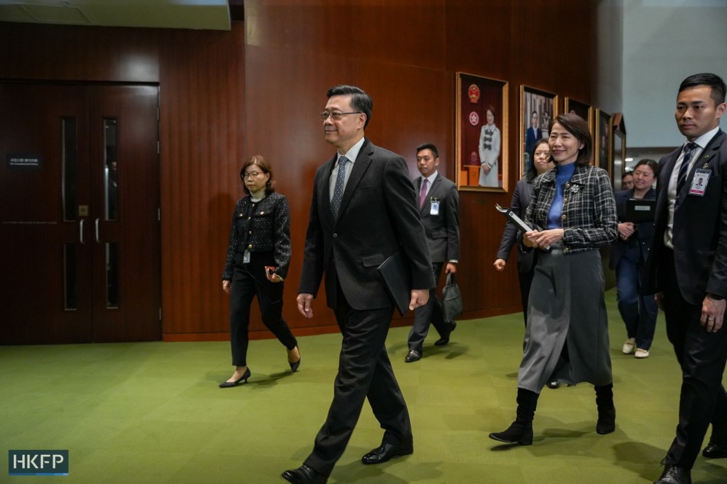 Hong Kong Chief Executive John Lee attends the first meeting of the eighth Legislative Council (LegCo) on January 14, 2026. Photo: Kyle Lam/HKFP.