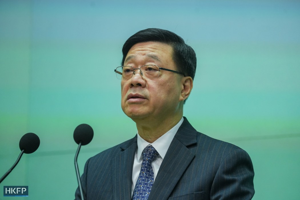 Chief Executive John Lee at a press conference on January 27, 2026. Photo: Kyle Lam/HKFP.
