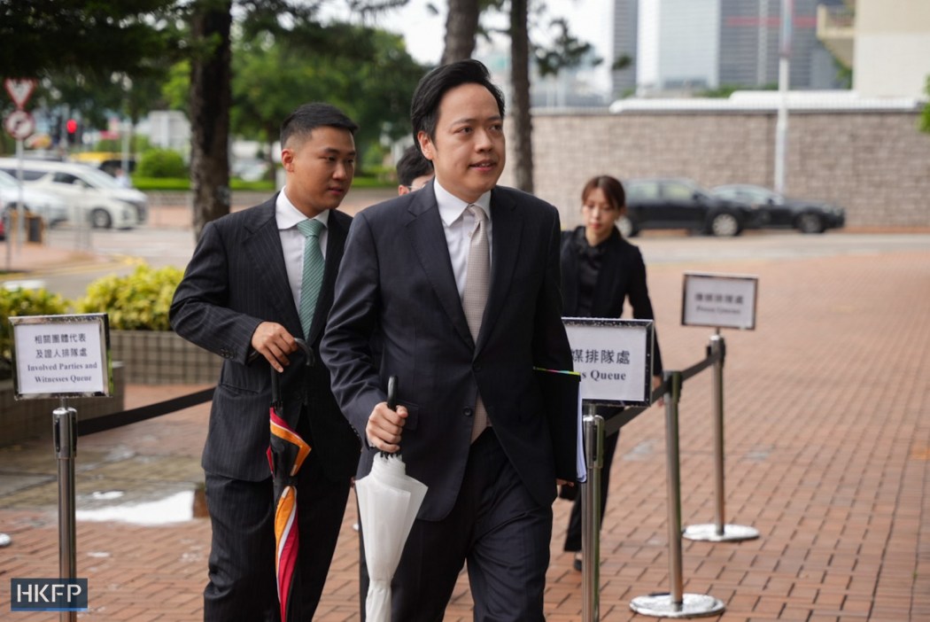 Martin Ho, representing ISS EastPoint Properties, attends the public inquiry into Hong Kong's deadly Tai Po fire, on July 15, 2026. Photo: Kyle Lam/HKFP.