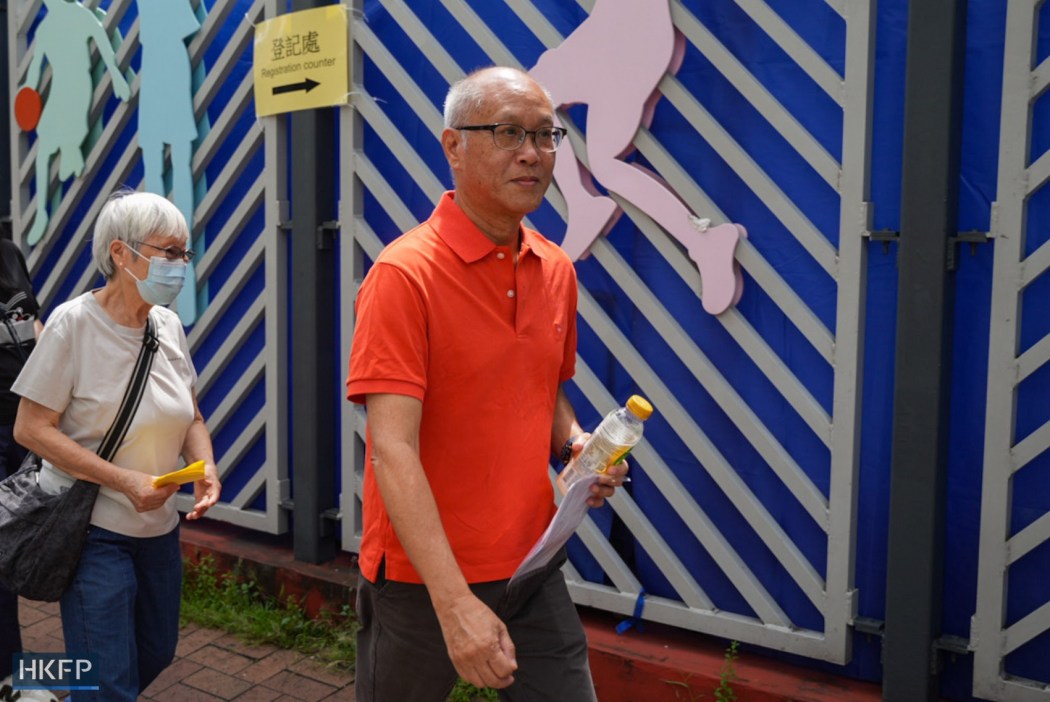 Wang Fuk Court resident Yip Ka-kui attends a flat owners meeting at Tai Po Community Centre on July 19, 2026. Photo: Kyle Lam/HKFP.