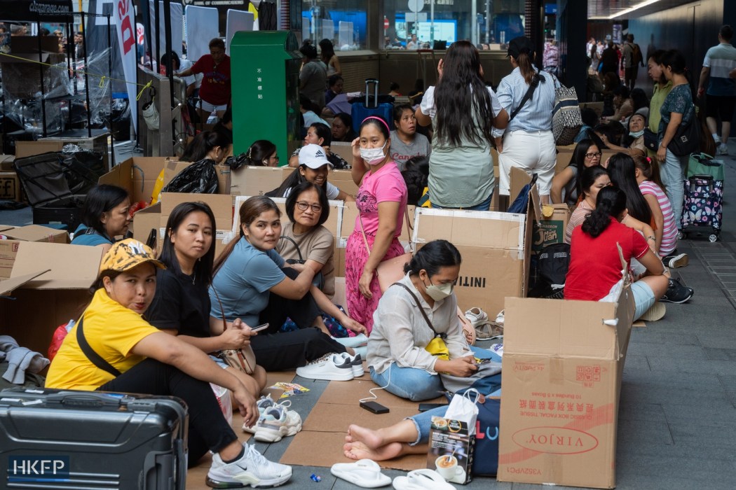 Migrant domestic workers on their day off in Hong Kong, on November 5, 2023. Photo: Kyle Lam/HKFP.
