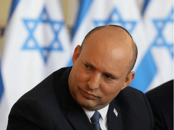 Then Prime Minister of Israel, Naftali Bennett, attends a weekly cabinet meeting in Jerusalem, May 29, 2022.