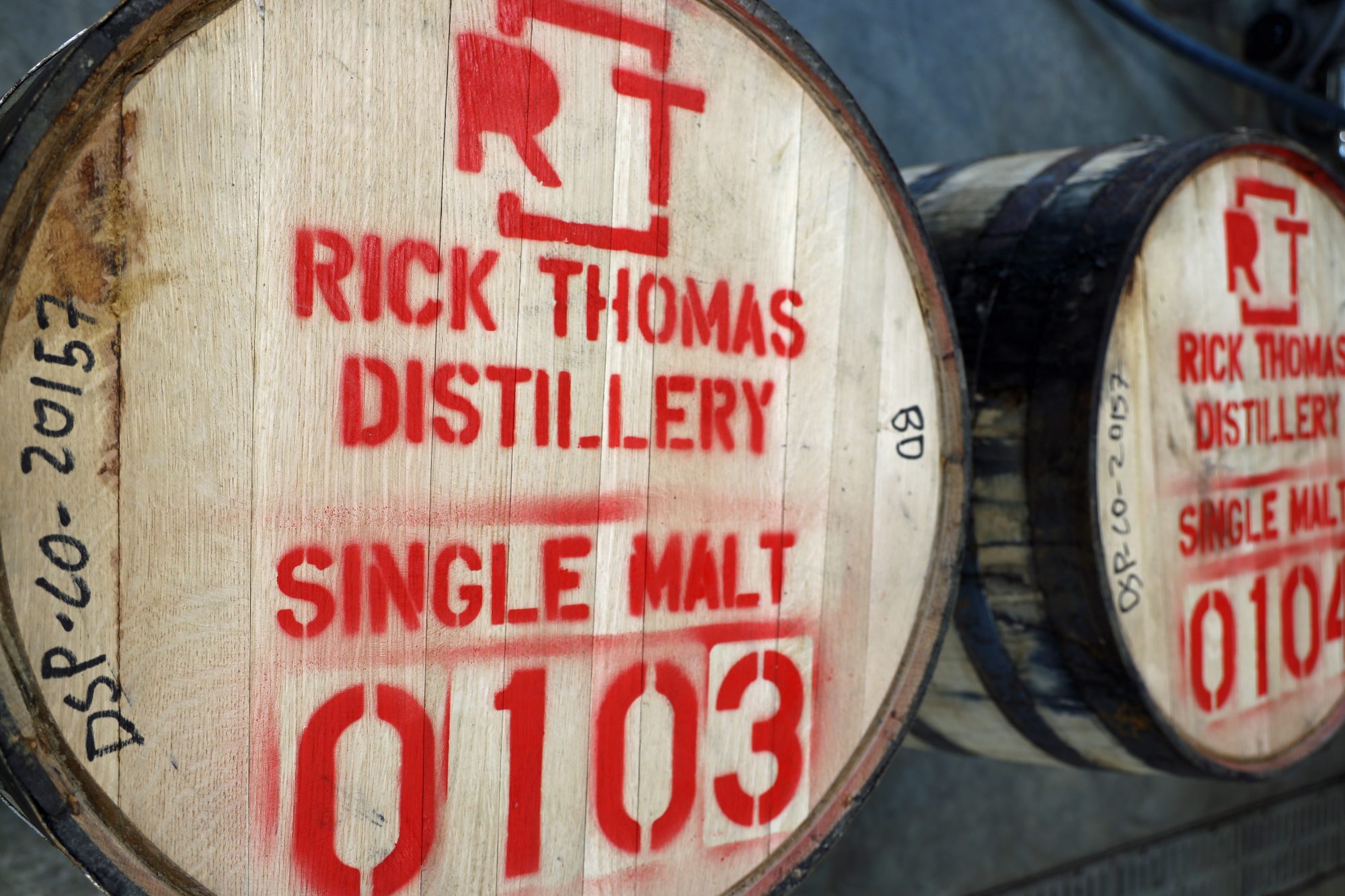 Rick Thomas distillery barrels
