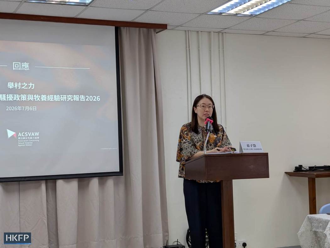 Doris Chong, the executive director of NGO Association Concerning Sexual Violence Against Women, on July 6, 2026. Photo: Hillary Leung/HKFP.
