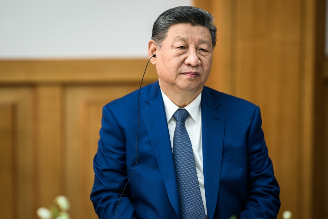 Chinese President Xi Jinping attends a China-US bilateral meeting at the Gimhae International Airport terminal, in Busan, South Korea, on October 30, 2025.