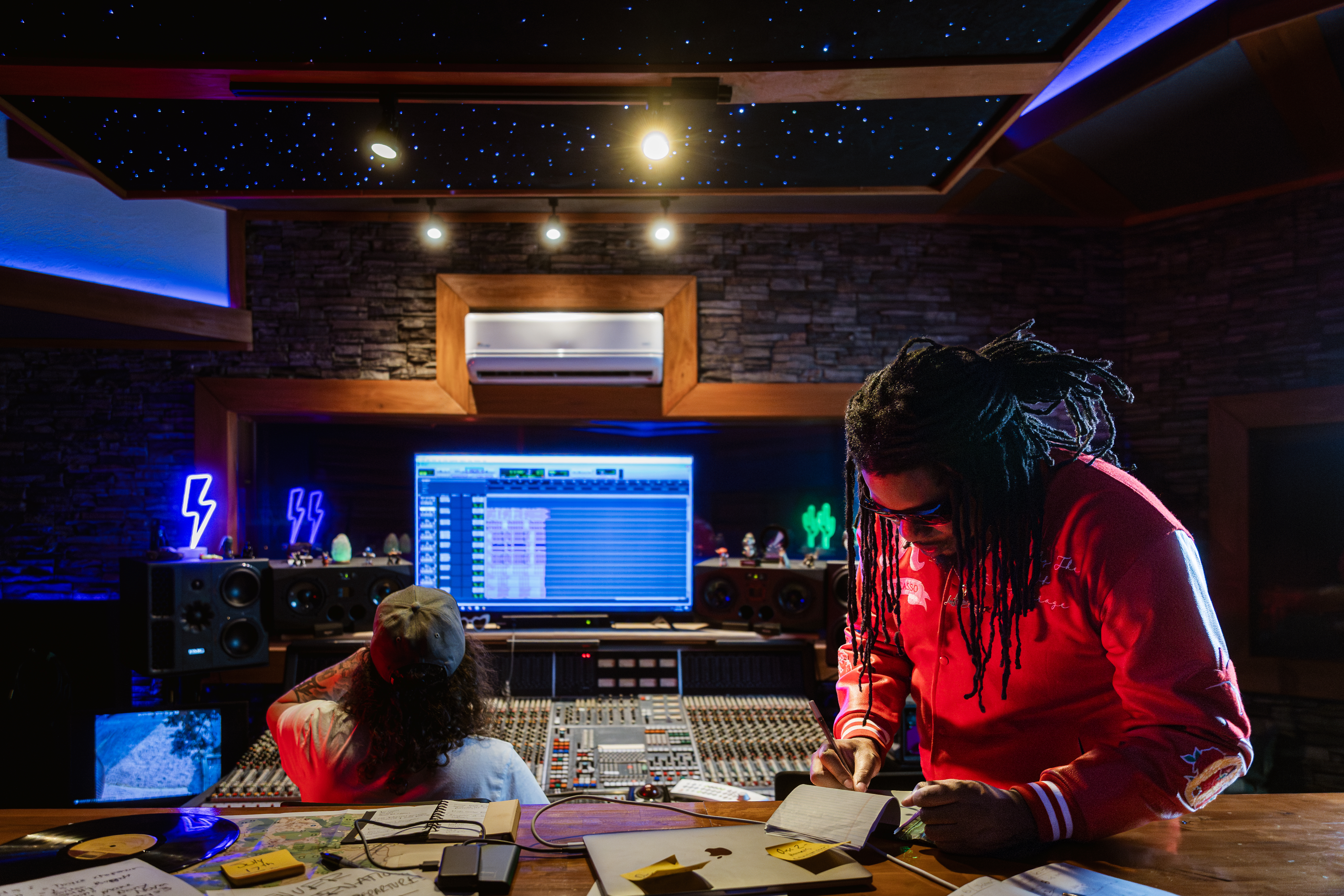 two men in recording studio