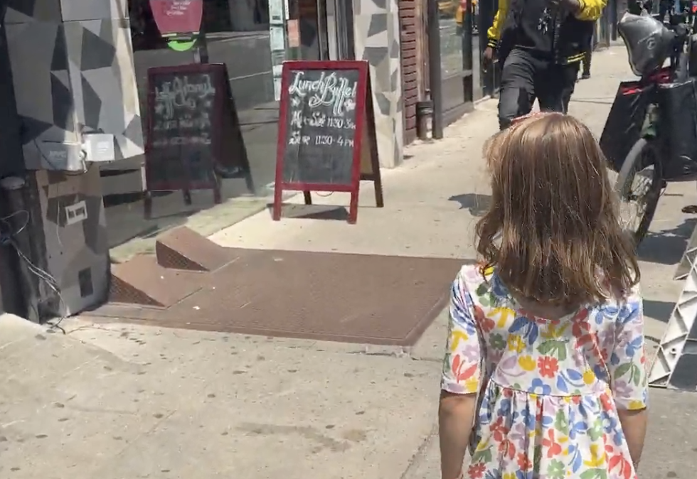 A 5-year-old walking to a buffet