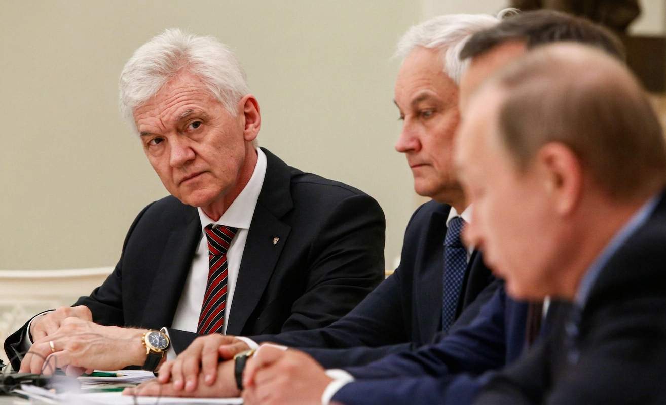 Timchenko Russian tycoon Gennady Timchenko, left, attends a meeting of Russian President Vladimir Putin, right, with French businessmen in the Kremlin in Moscow, Russia, Wednesday, May 25, 2016. (Sergei Karpukhin/Pool Photo via AP)