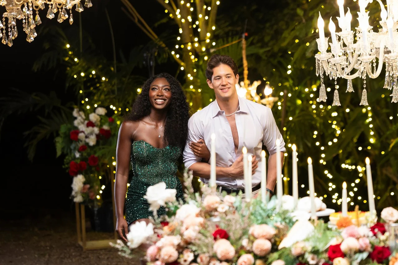 Aniya Harvey and Carl Lee Schmidt during the finale of "Love Island USA" season eight.