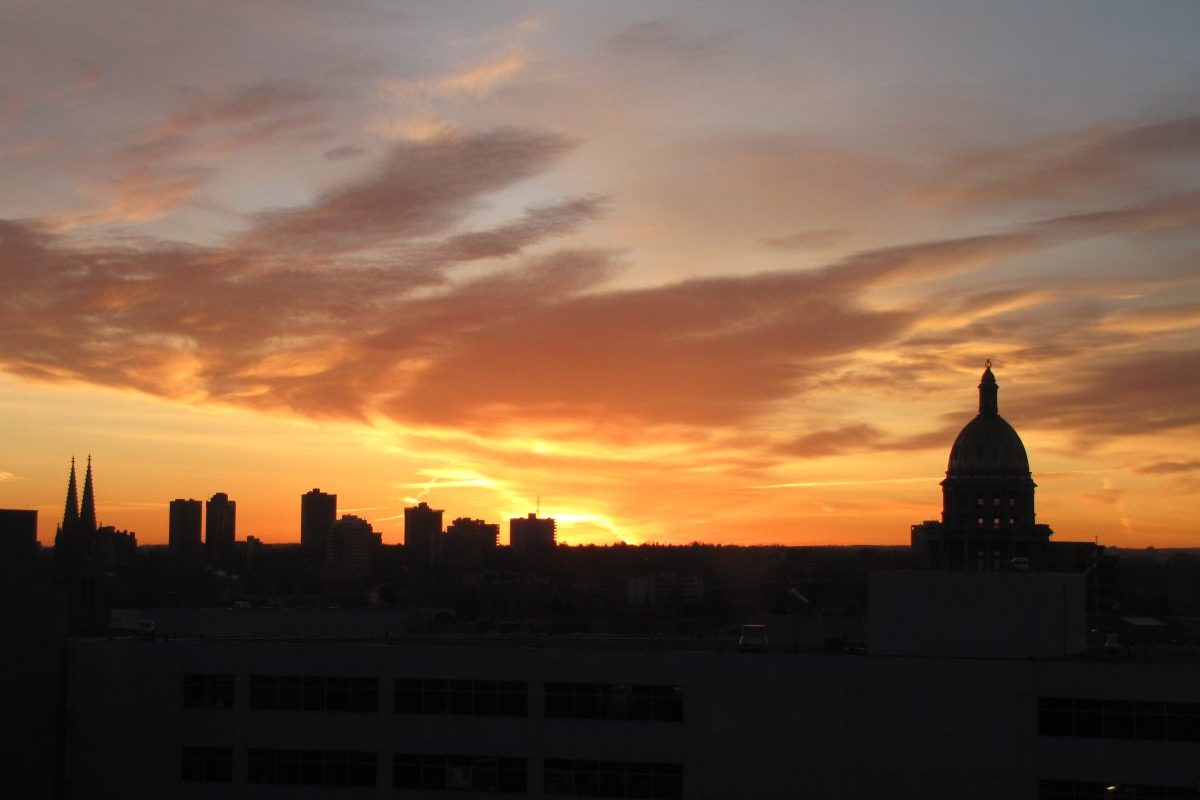 Downtown Denver during a sunrise