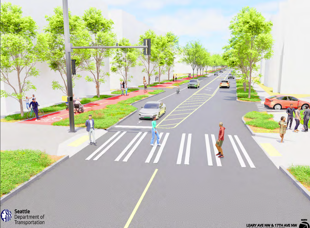 Seattle Advances Design for Leary Way Bikeway, While Advocates Push for Shilshole