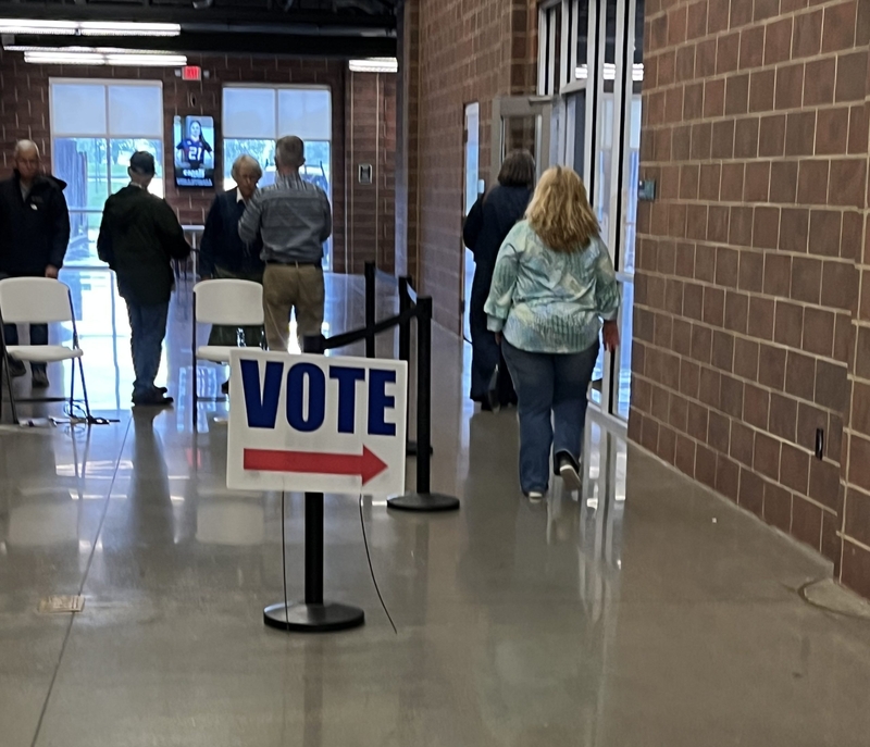 Voters head into a polling site at Grand Park in Westfield, Indiana, on May 5, 2026. (Photo by Tom Davies/Indiana Capital Chronicle)