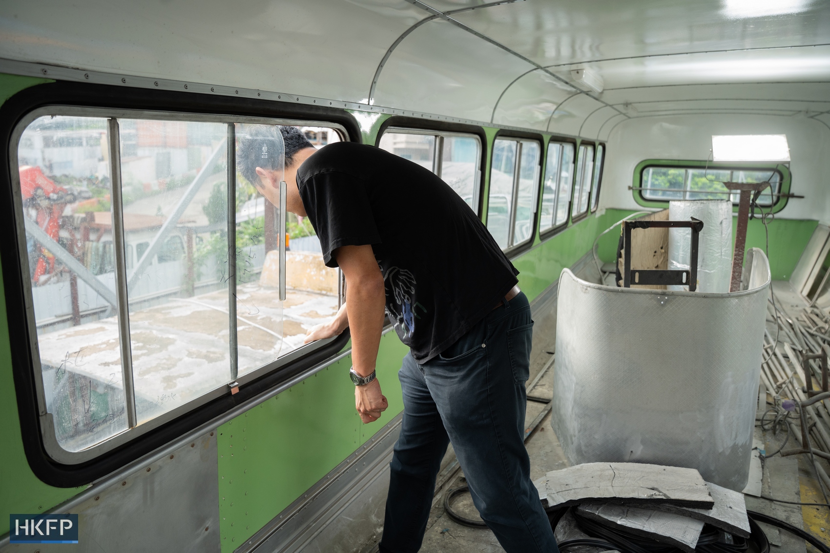 Terrence is one of the two bus enthusiasts trying to restore a Leyland Victory Mark II double-decker in Hong Kong. Photo: Kyle Lam/HKFP.